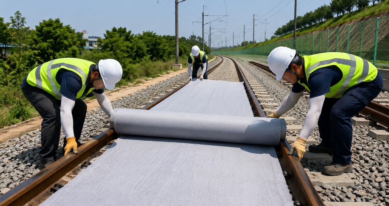 Tren raylarının üzerine kumaş sermeye başladılar