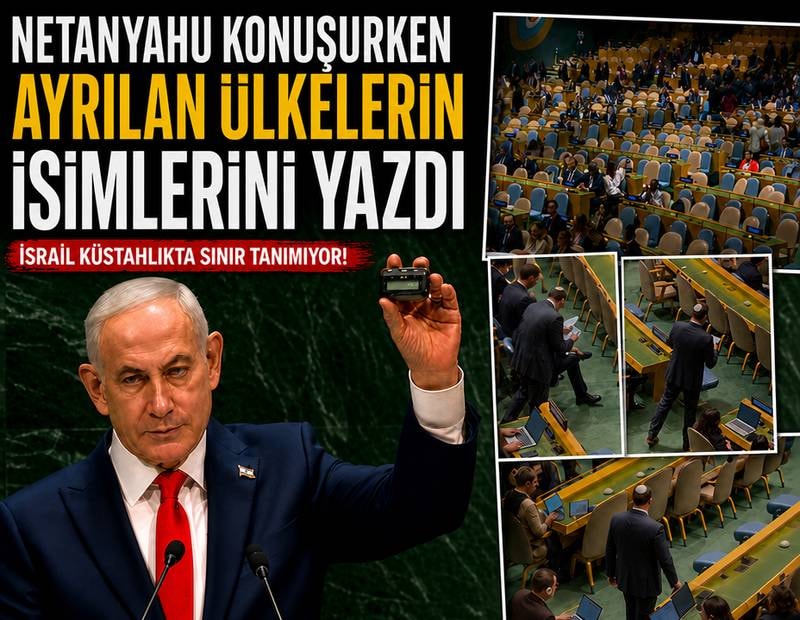 İsrail küstahlıkta sınır tanımıyor: Netanyahu konuşurken ayrılan ülkelerin isimlerini yazdı