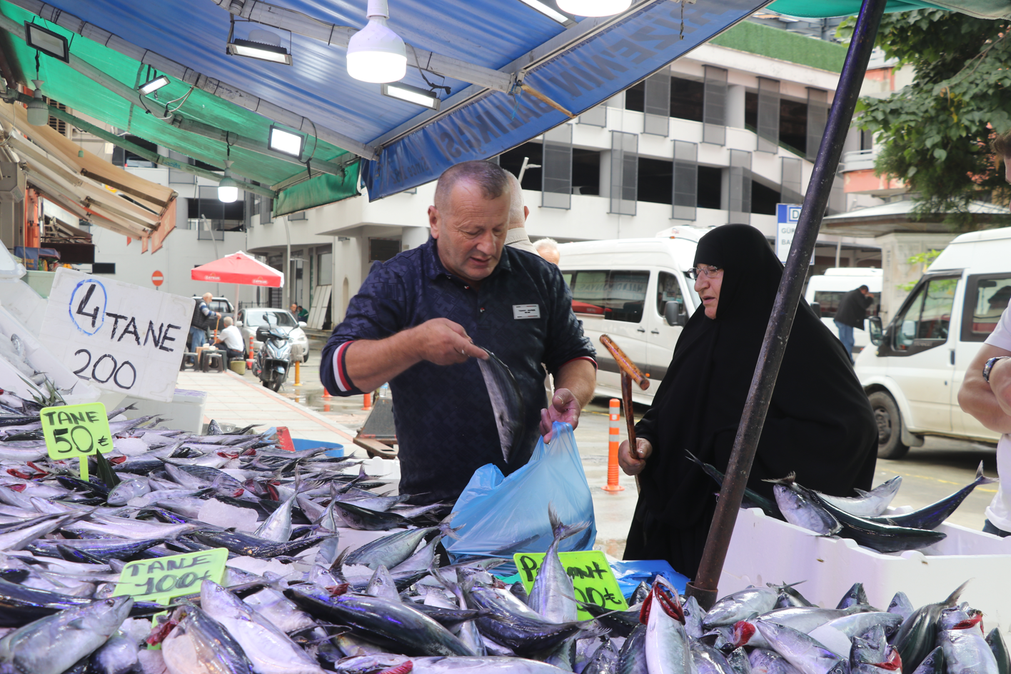 Fiyatı 100 liranın altına düşünce ikişer üçer kapıştılar: Duyan balıkçı tezgâhlarına akın ediyor
