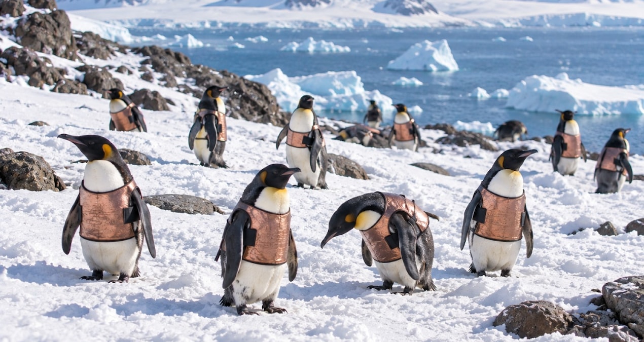 Penguenlere bakır yelekler giydirmeye başladılar