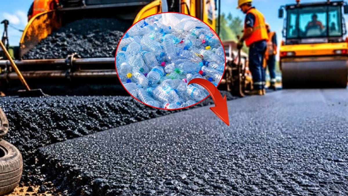 Asfalt yolu pet şişelerle yaptılar