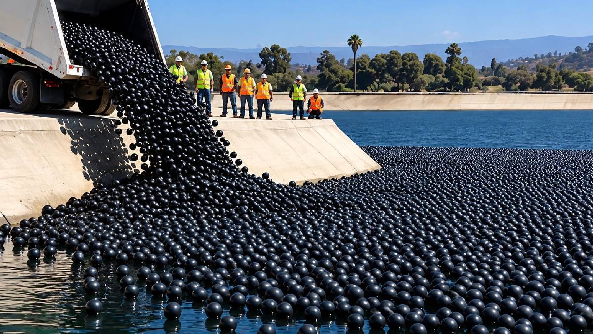İçme suyu deposuna milyonlarca plastik top attılar