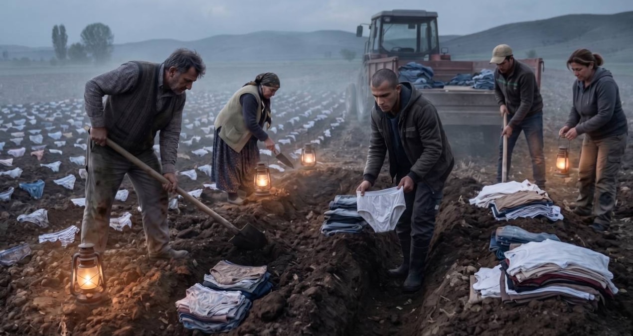 Toprağa binlerce iç çamaşırı gömmeye başladılar