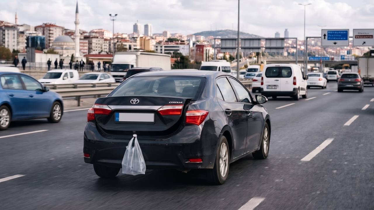Trafikte arabanın bagajına asılmış beyaz poşet görürseniz hemen yavaşlayın
