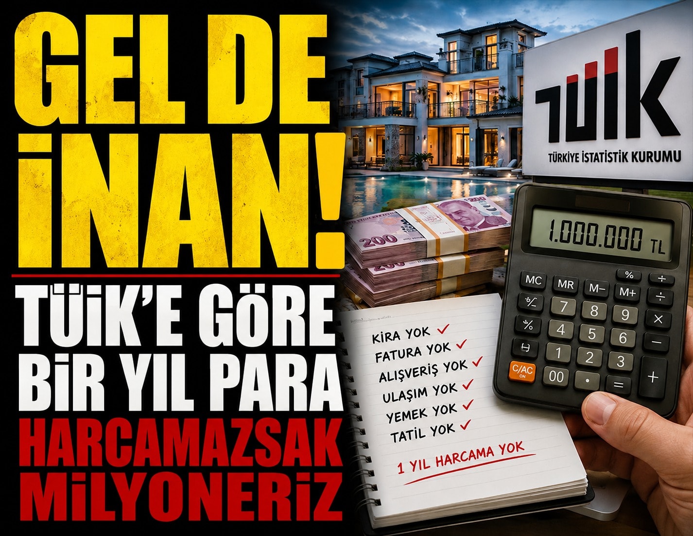 Gel de inan! TÜİK'e göre bir yıl hiç para harcamazsak milyoneriz