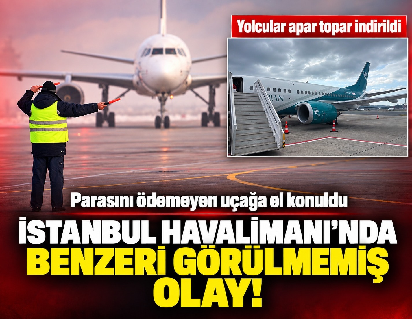 İstanbul Havalimanı'nda eşi benzeri görülmemiş olay: Parasını ödemeyen uçağa el konuldu, yolcular apar topar indirildi