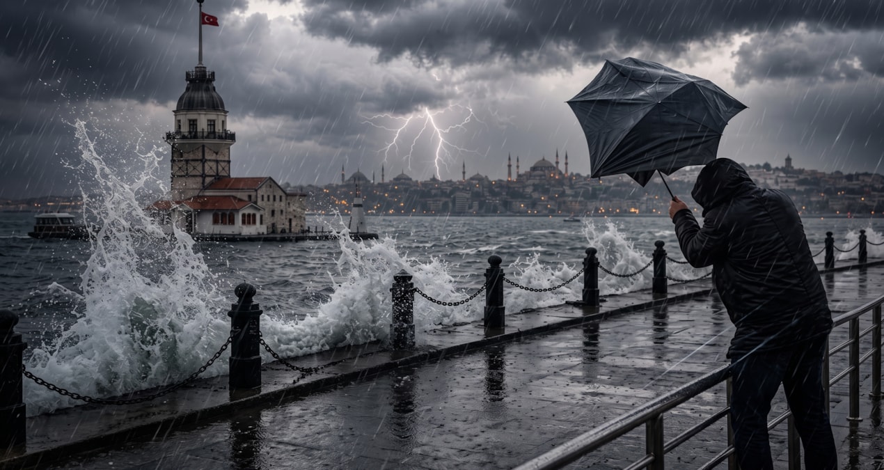 İstanbul Valiliği saat 15.20'de vatandaşları uyardı: Megakent genelinde fırtına ve şiddetli yağış alarmı!