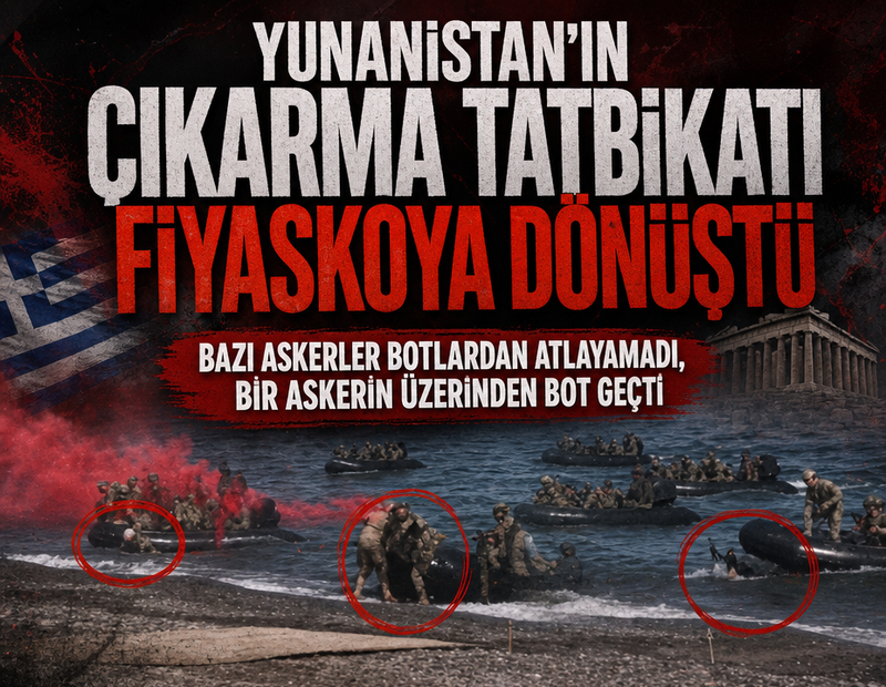 Yunanistan’ın çıkarma tatbikatı fiyaskoya dönüştü: Bazı askerler botlardan atlayamadı, bir askerin üzerinden bot geçti