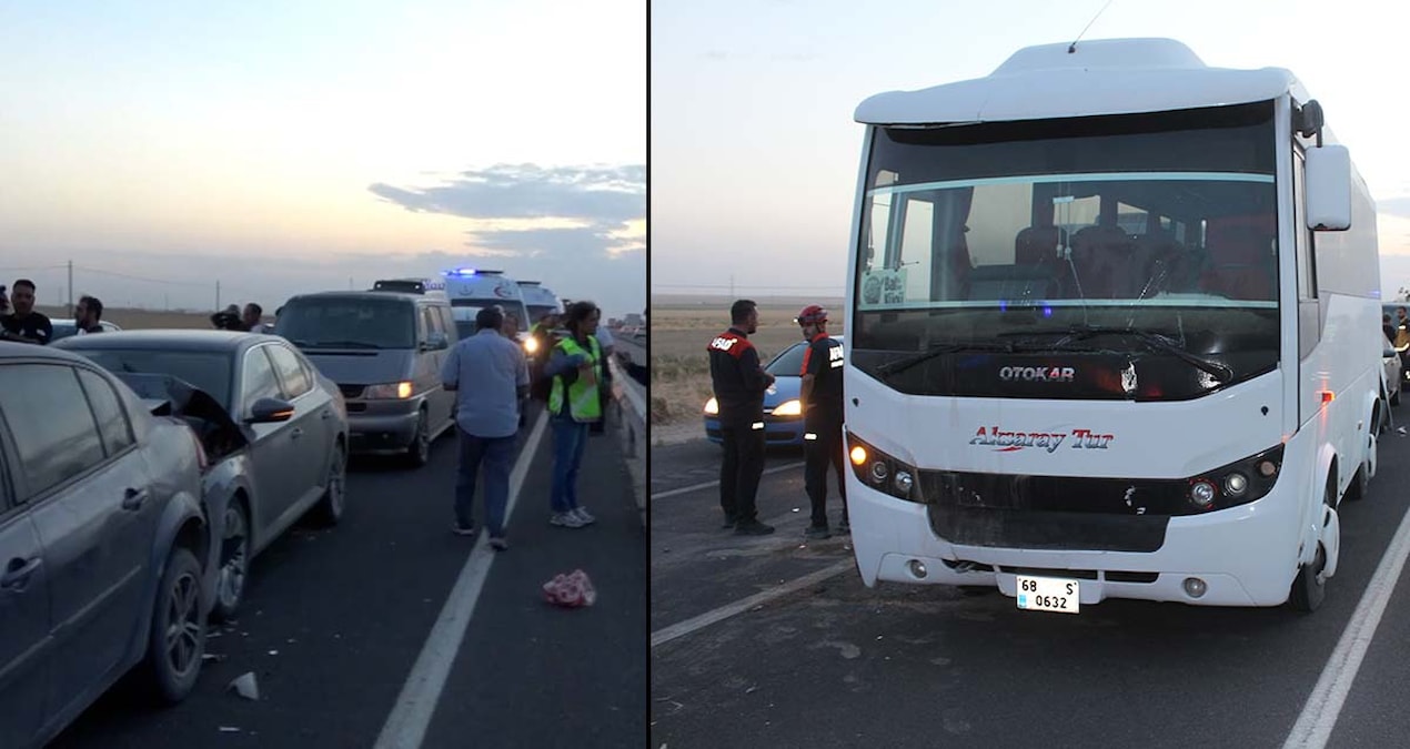 Kum fırtınasında zincirleme kaza: 16 yaralı